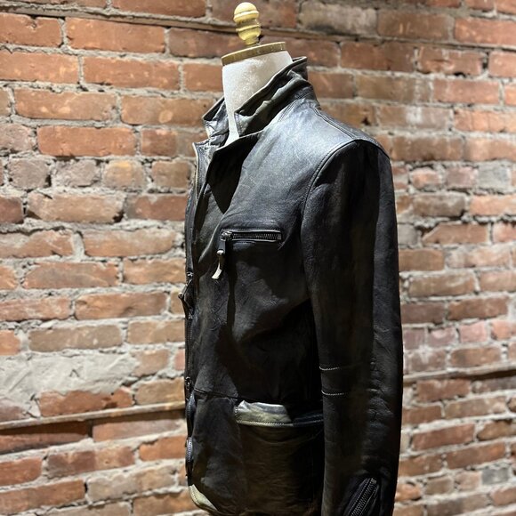 Empresa Distressed Moto Leather Jacket - Picture 6 of 14